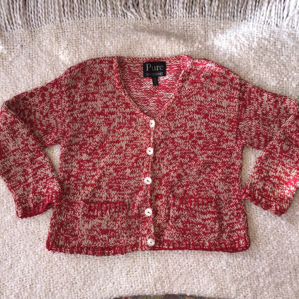 PURE HANDKNIT blocky pocket cardigan sweater